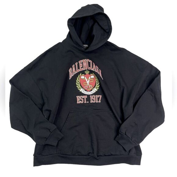 Balenciaga Crest-Motif Cotton Sweatshirt Hoodie Unisex - Picture 3 of 9